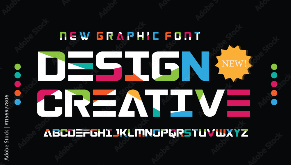 Poster modern creative minimal abstract digital colorful alphabet font design template set. minimal fashion