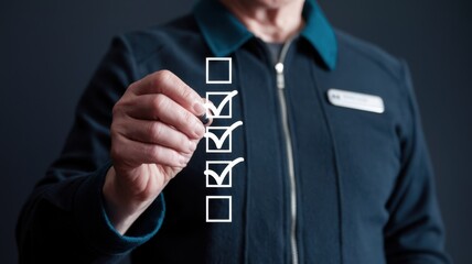 Businessman Approves Document with Check Mark: Project Acceptance, Quality Assurance, Assessment, Evaluation, Survey