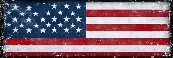 Fototapeta premium American Flag Winter Patriotism - A weathered American flag design evokes feelings of patriotism, winter, tradition, freedom, and national pride.