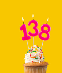 Pink candle and cupcake birthday card - Number 138
