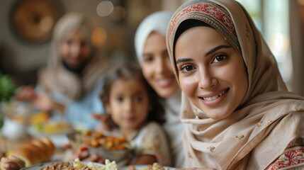 Celebrating eid al-fitr with family global gatherings joyful moments warm atmosphere close-up view cultural traditions