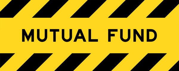 Yellow and black color with line striped label banner with word mutual fund