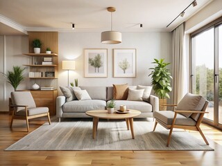 Minimalist Modern Living Room Interior Design Stock Photo