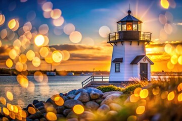 Hyannis Harbor Lighthouse, Massachusetts: Dramatic Bokeh Photography, Coastal Scenery, New England Charm