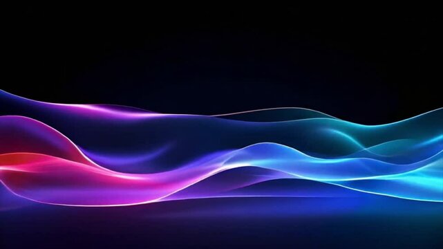 Neon light streaks weave and intertwine, flowing into each other. Futuristic animation, perfect for technical videos and presentations.