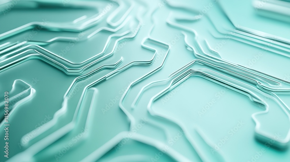 Poster abstract teal 3d circuit board texture background.