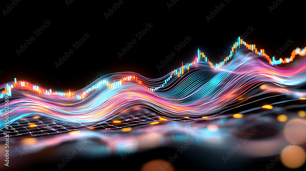 Poster market trends analysis financial sector data visualization digital environment abstract viewpoint in