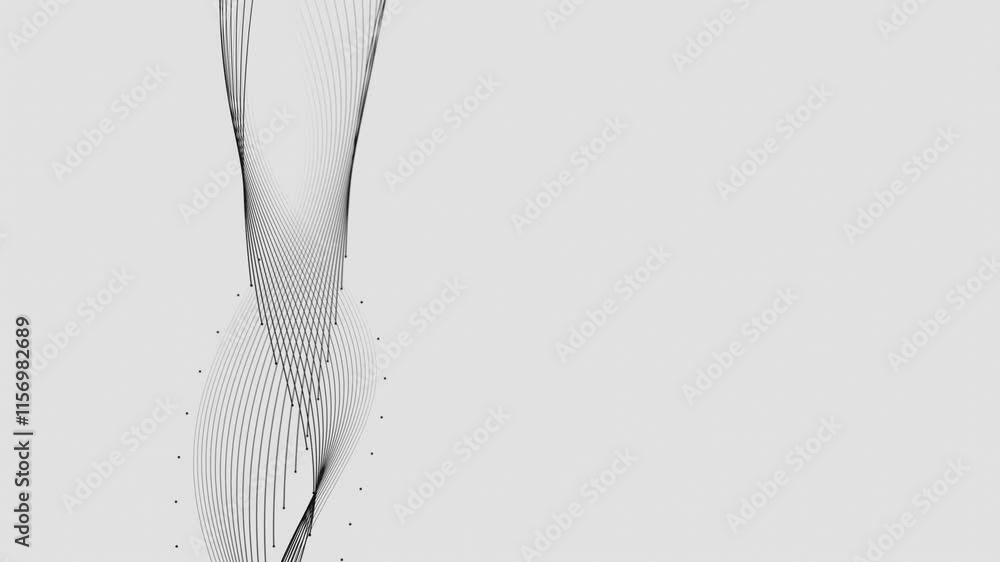 Aufkleber abstract minimalist flowing lines with dots on white background