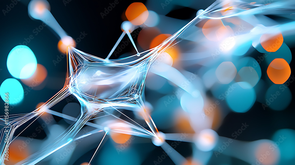 Aufkleber exploring neural networks technology visualization in abstract form digital art vibrant environment 