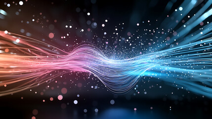 Fototapeta premium Dynamic flow of light waves abstract digital art vibrant colors high-tech environment close-up visual energy concept