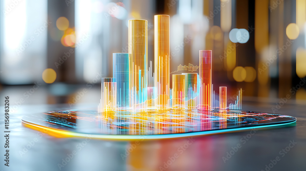 Aufkleber data visualization trends modern office digital graphics urban environment close-up view business in