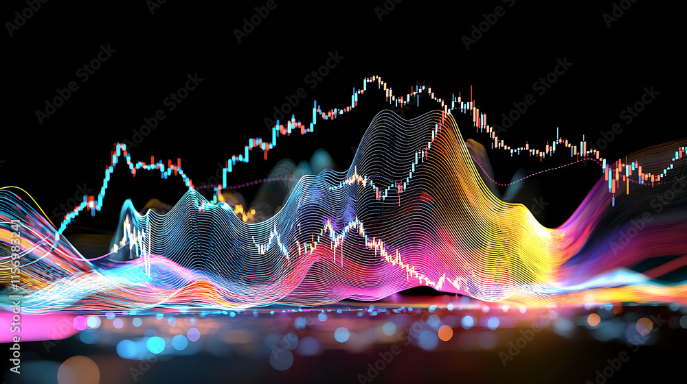 Poster dynamic financial data visualization digital environment infographic content modern aesthetic abstra