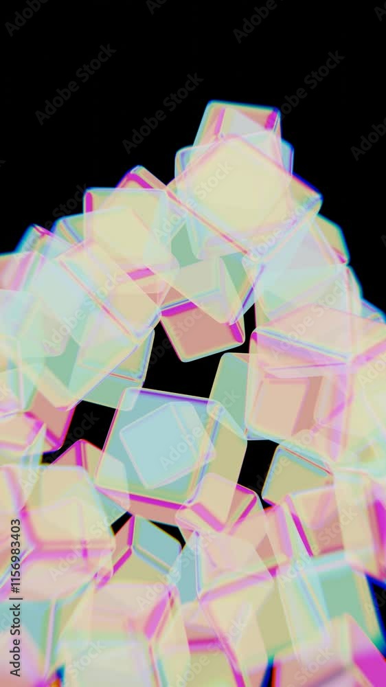 Poster abstract 3d transparent cubes with neon glow