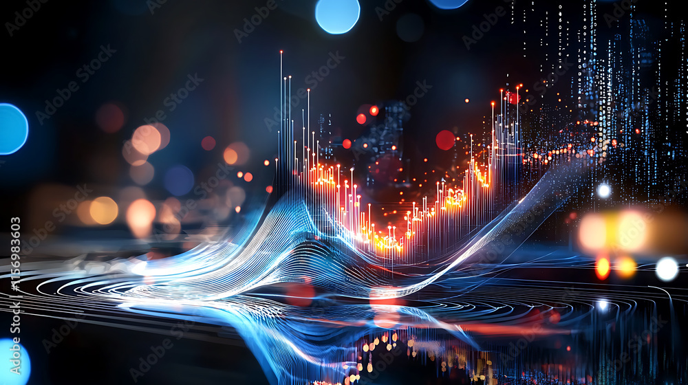 Poster dynamic digital wave visualization abstract environment graphic representation technology concept co