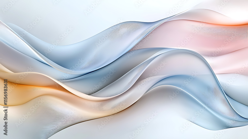 Poster dynamic flowing waves abstract art digital art modern design minimalist background soft colors aesth