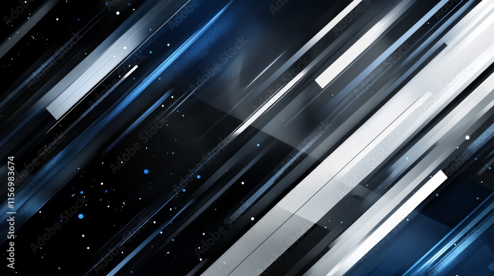 Poster Dynamic abstract background with diagonal lines and glowing elements.