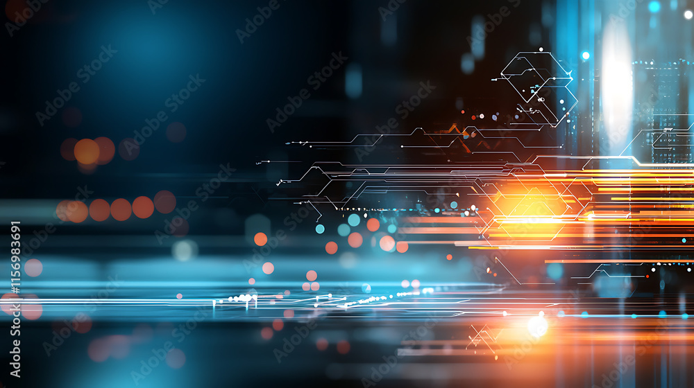Poster Dynamic technology visualization abstract digital landscape high-tech graphics futuristic environment close-up view data innovation
