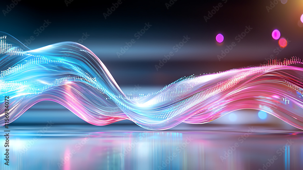 Poster dynamic colorful waves digital abstract art background design modern aesthetic vibrant visuals techn