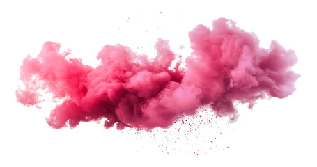 Fototapeta premium Vibrant pink smoke cloud isolated on transparent or white background PNG ,