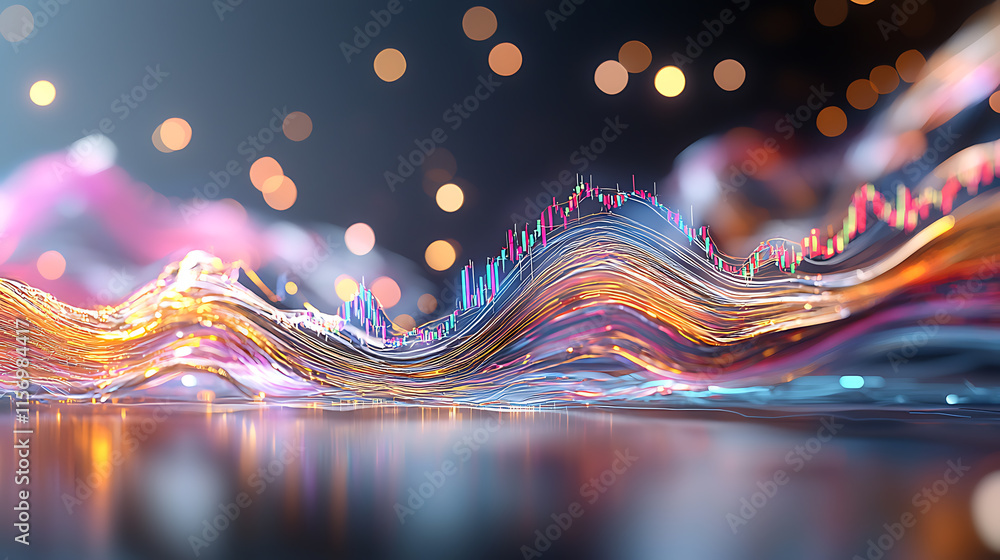 Poster dynamic data visualization trends digital space abstract art modern environment low angle innovation