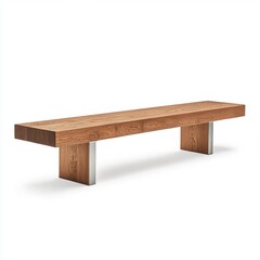 Modern Wooden Bench with Steel Legs.