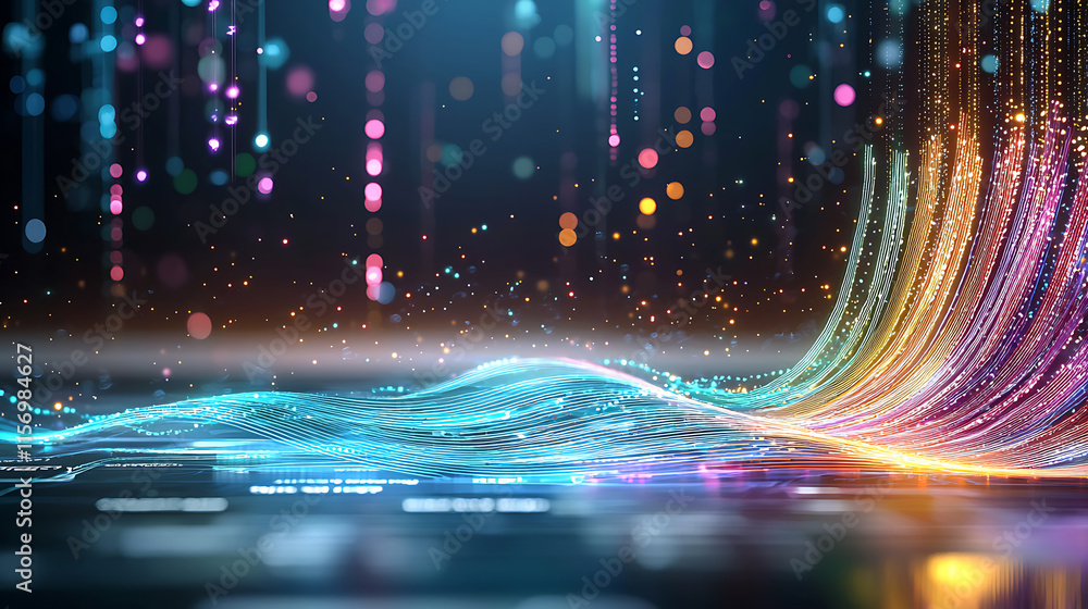 Poster dynamic light waves create stunning visuals digital studio abstract artwork futuristic environment c