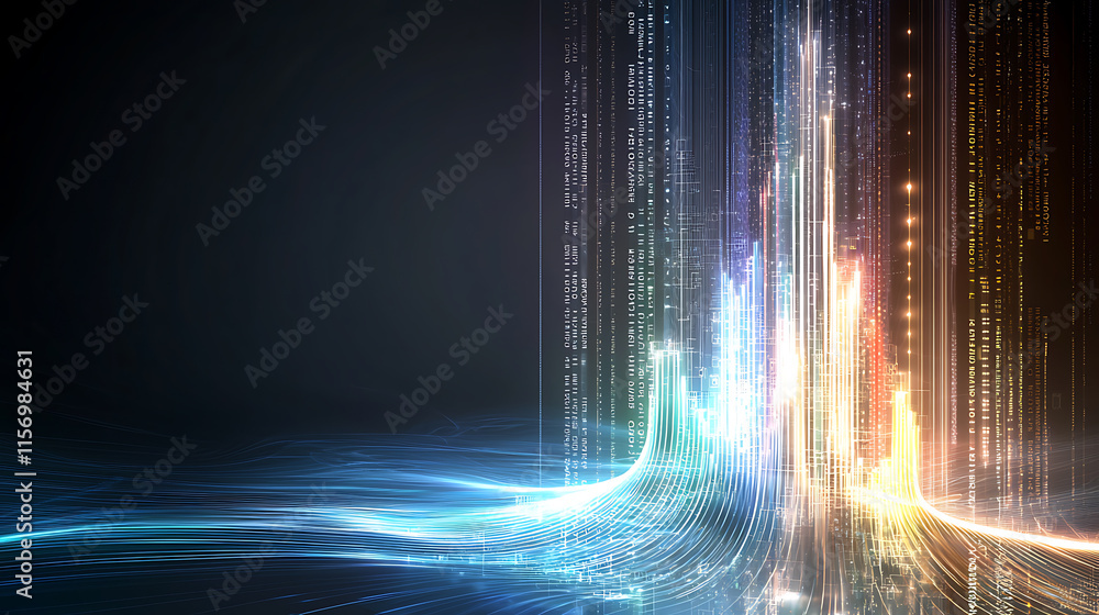 Poster dynamic data visualization digital space graphic art futuristic environment abstract viewpoint conce