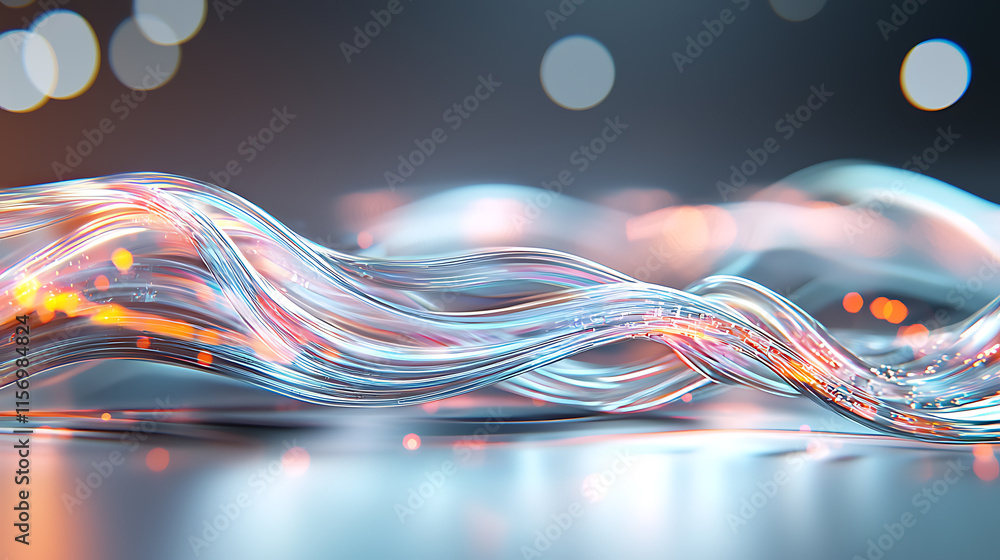Poster flowing energy waves abstract visualization digital art modern environment close-up view concept of 