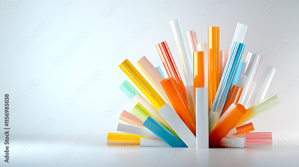 Aufkleber dynamic colorful straws arrangement studio setting abstract art minimalist background creative persp
