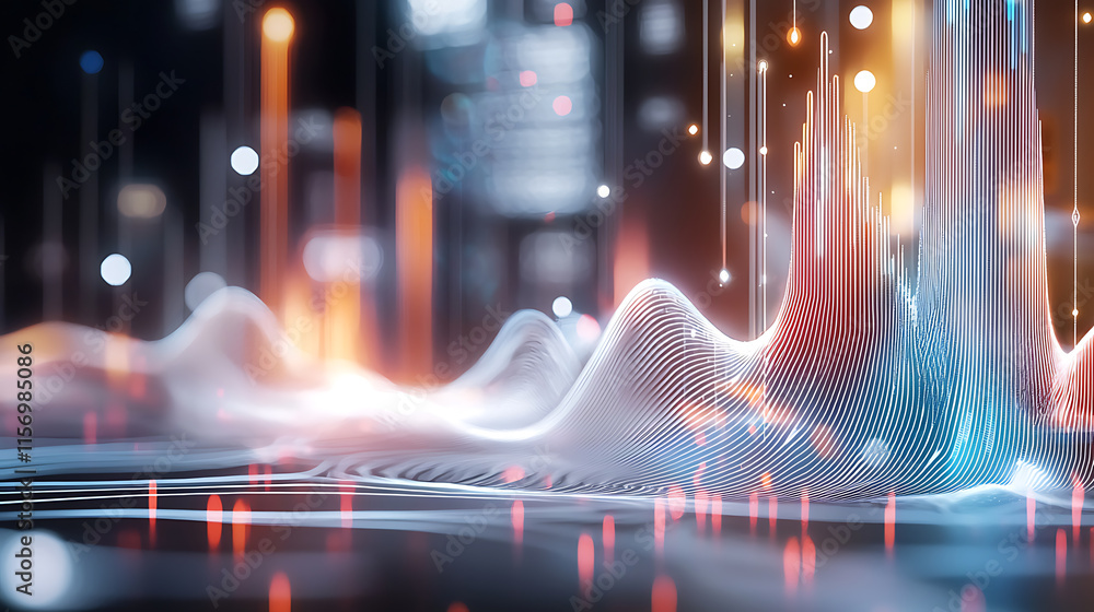 Poster dynamic sound wave visualization digital space graphic art abstract environment close-up view futuri