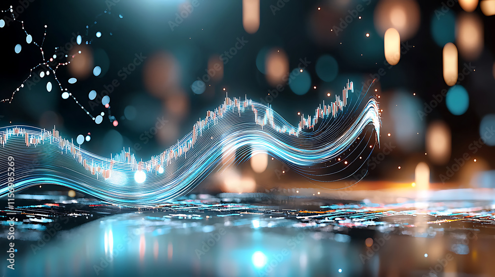 Poster dynamic data trends visualization digital space infographic modern environment abstract viewpoint fi