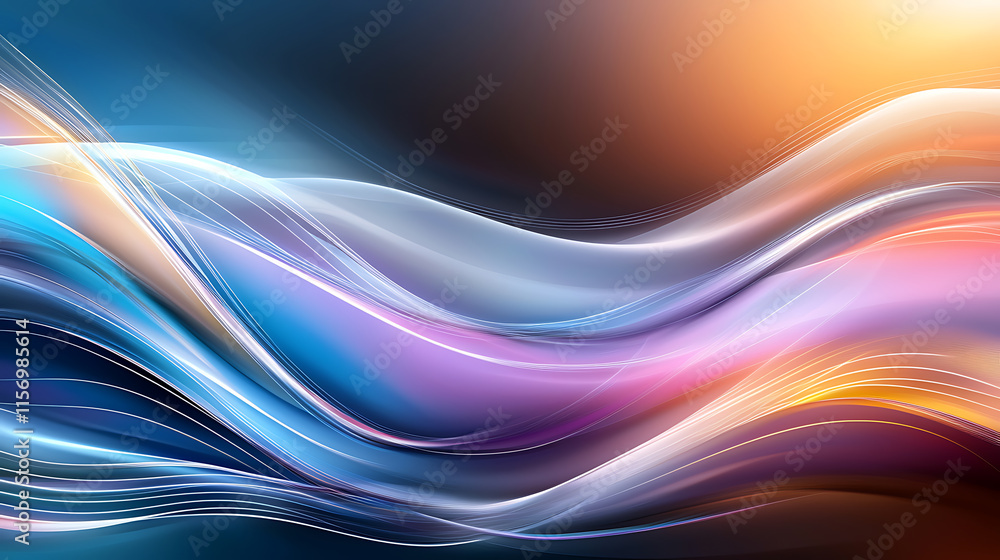 Poster dynamic color waves abstract art digital creation modern design vibrant colors artistic perspective 