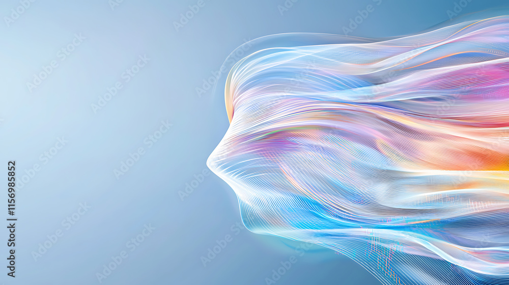 Poster dynamic flow of colorful waves abstract digital art vibrant background creative space artistic persp