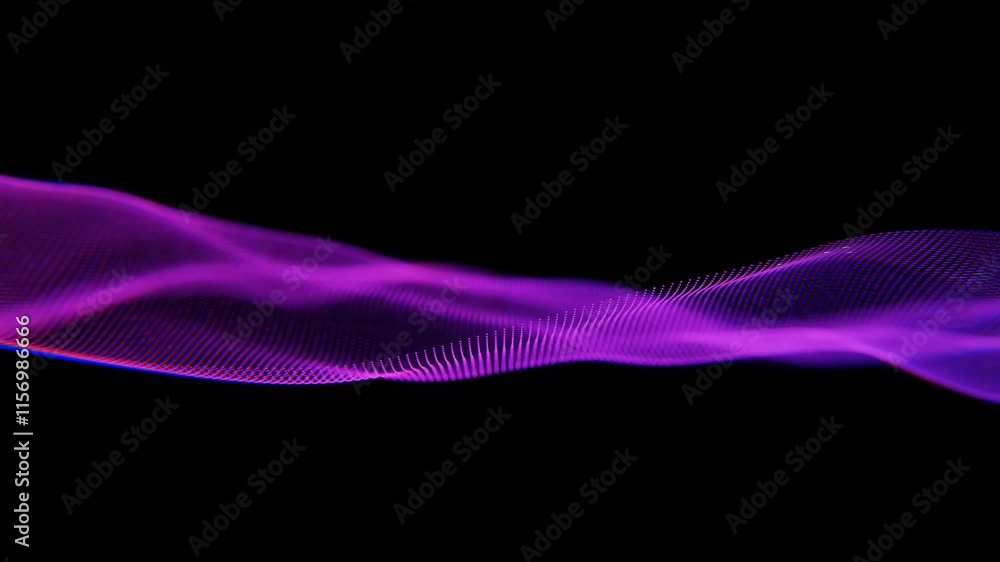 Poster futuristic abstract waves with purple light and particles