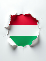 The Hungarian Flag Is Visible Through A Large Tear In A Sheet Of Paper From The Recent Breakthrough. 00001