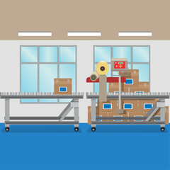 Illustration of an internal factory environment, production line. Ideal for catalogs, newsletters and institutional material