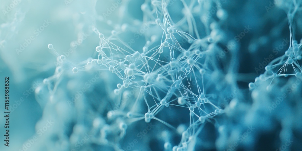 Aufkleber abstract blue network structure, nodes and connections.