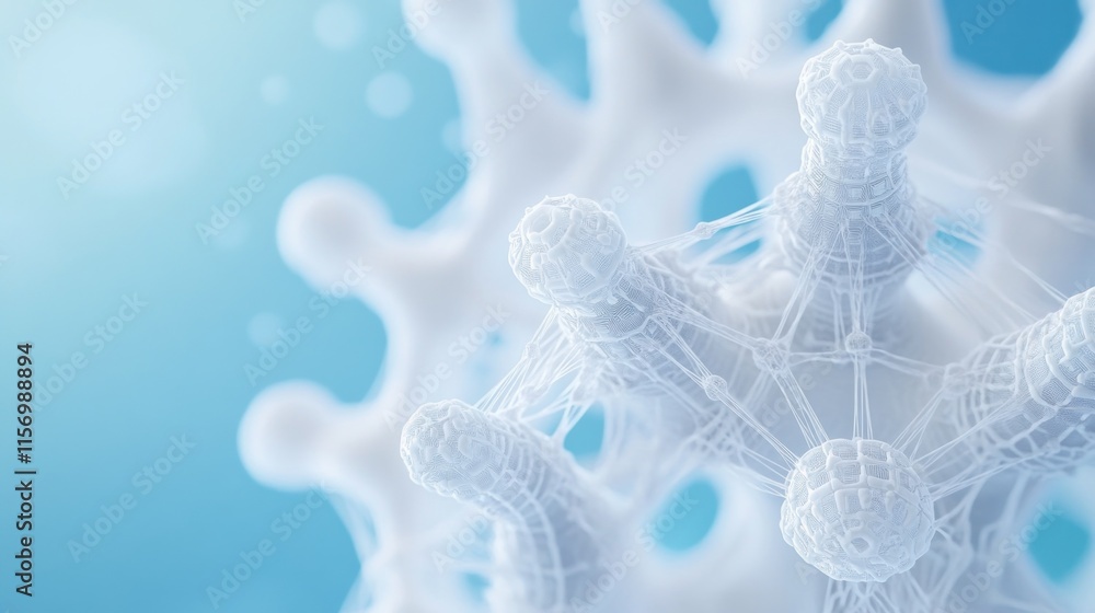 Leinwandbilder abstract 3d render of a complex, interconnected network structure, resembling a molecule or cell, se