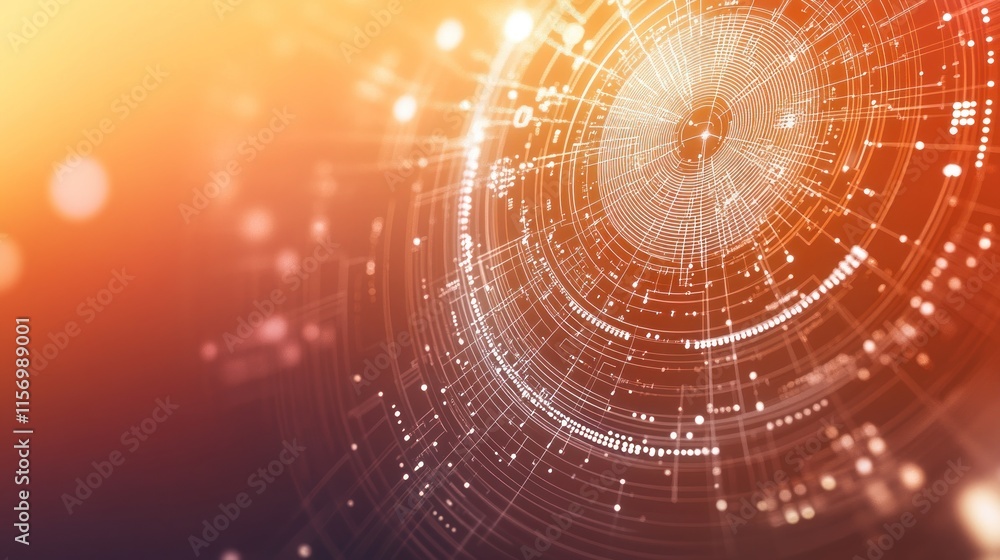 Aufkleber Abstract digital technology background with glowing circular patterns and lines.