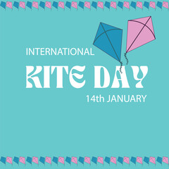 International kite day. 14 January. kite playing. kite day banner, poster, card. holiday concept. vector graphic of international kite day.