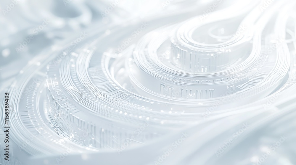 Aufkleber abstract white swirling 3d rendered texture with intricate details.