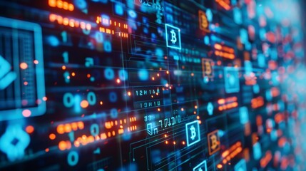 Obraz premium Abstract Digital Finance Background with Cryptocurrency Visuals and Data