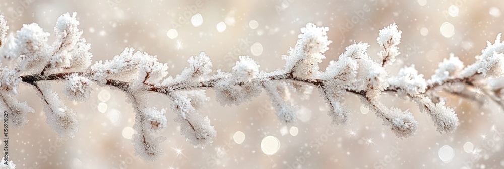 Aufkleber frosty branch with bokeh background.