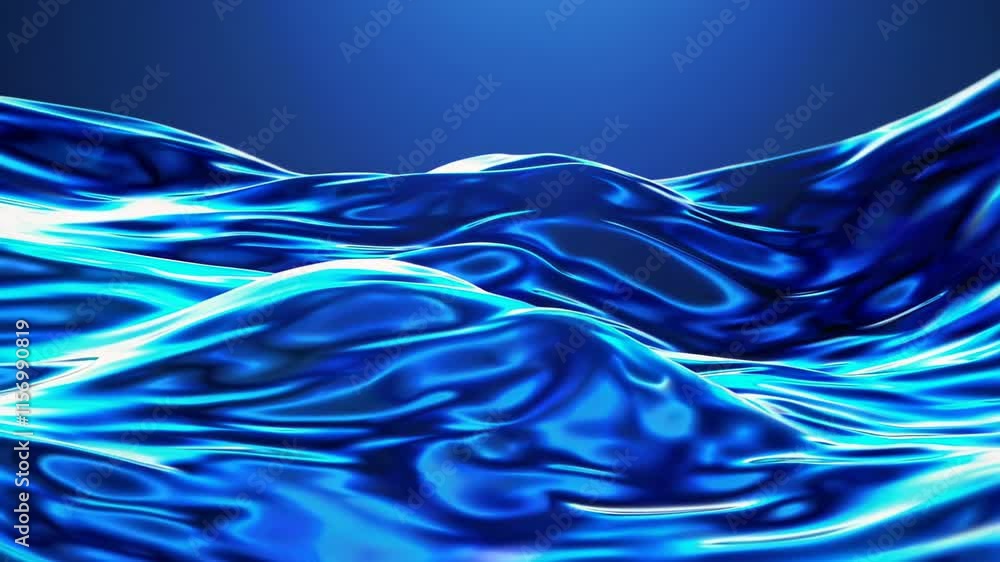 Poster abstract blue light waves flowing dynamically on a dark background