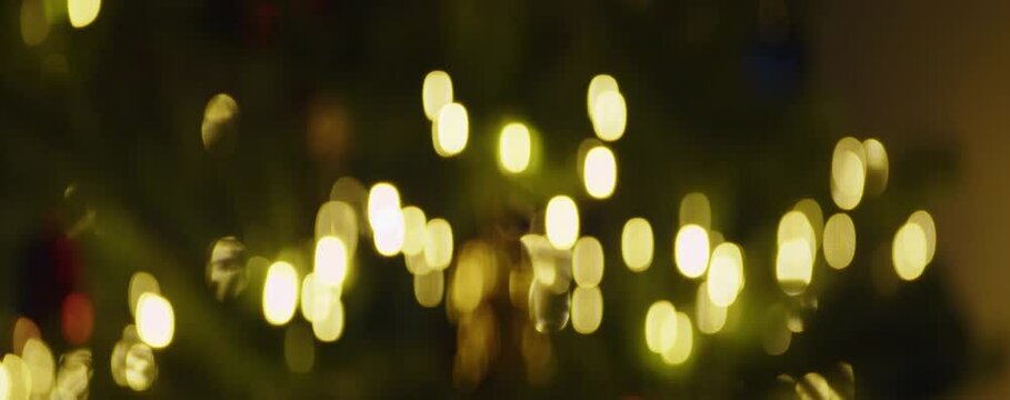 Oval bokeh from Christmas lights, anamorphic
