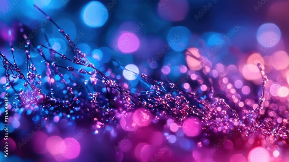 Aufkleber Abstract close-up of illuminated plants with bokeh background.