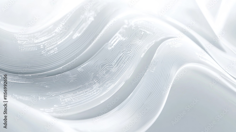 Aufkleber Abstract white flowing waves with subtle texture, creating a dynamic and elegant design.