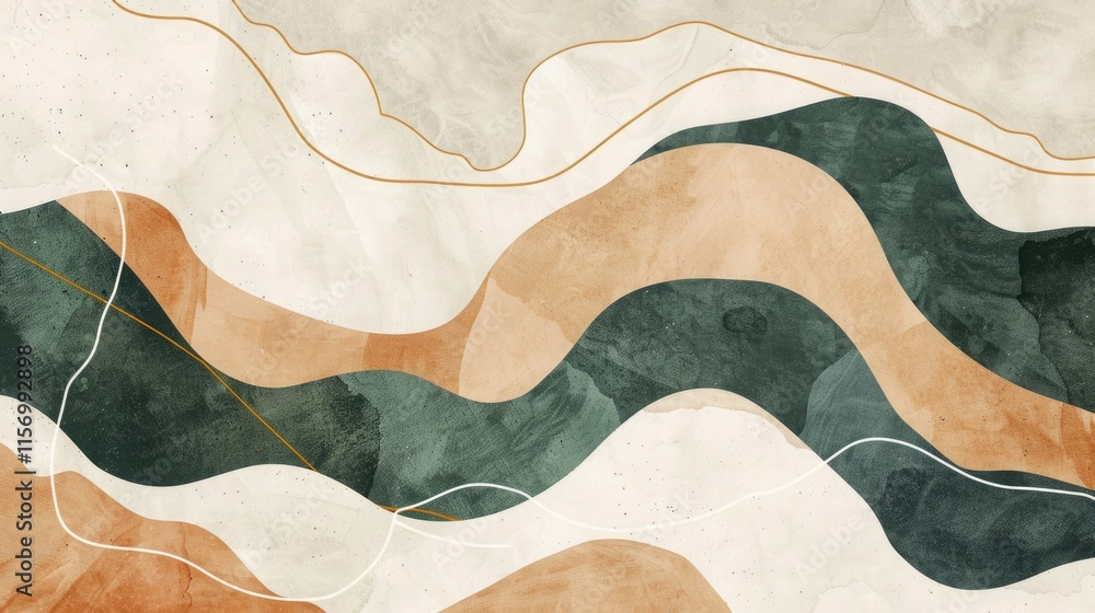 Aufkleber abstract waves of earth tones with flowing lines create a calming pattern in the background
