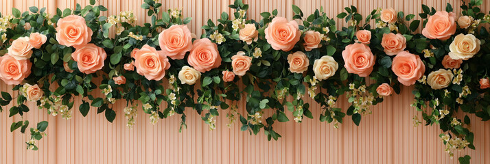 Peach Rose Floral Background Illustration