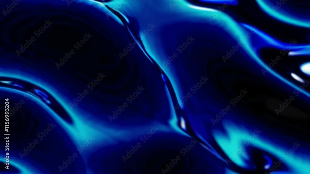 Poster abstract blue light waves flowing dynamically on a dark background